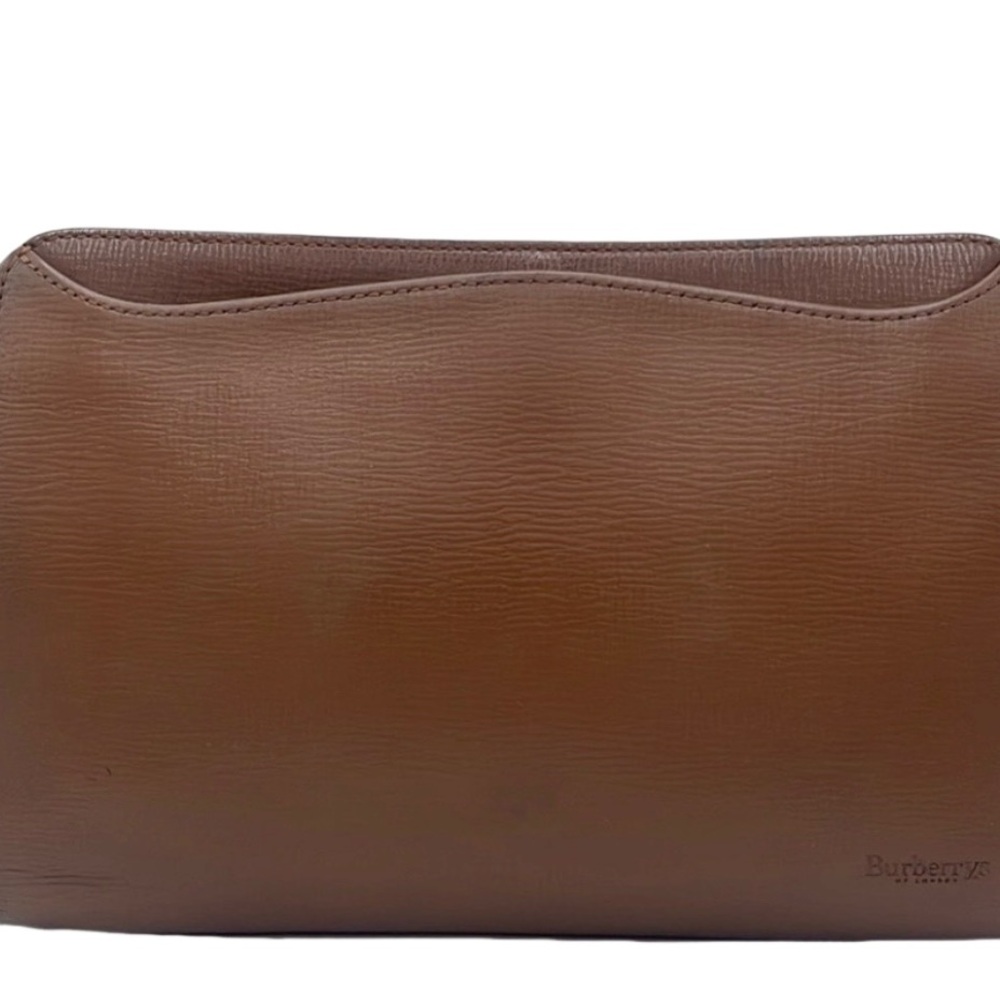 BURBERRY’S Brown Leather Men's Wristlet / Clutch Toiletry or Business Supply Bag - Picture 2 of 10